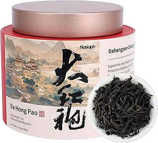 NASLAPH Da Hong Pao Loose Leaf, Wuyi Rock Oolong Tea with Fragrant and Mellow, Exquisite Traditional Craftsmanship, China Wuyi Mountain Big Red Robe Oolong Tea AAA特级 大红袍 乌龙茶 中国功夫岩茶 1.76 Oz