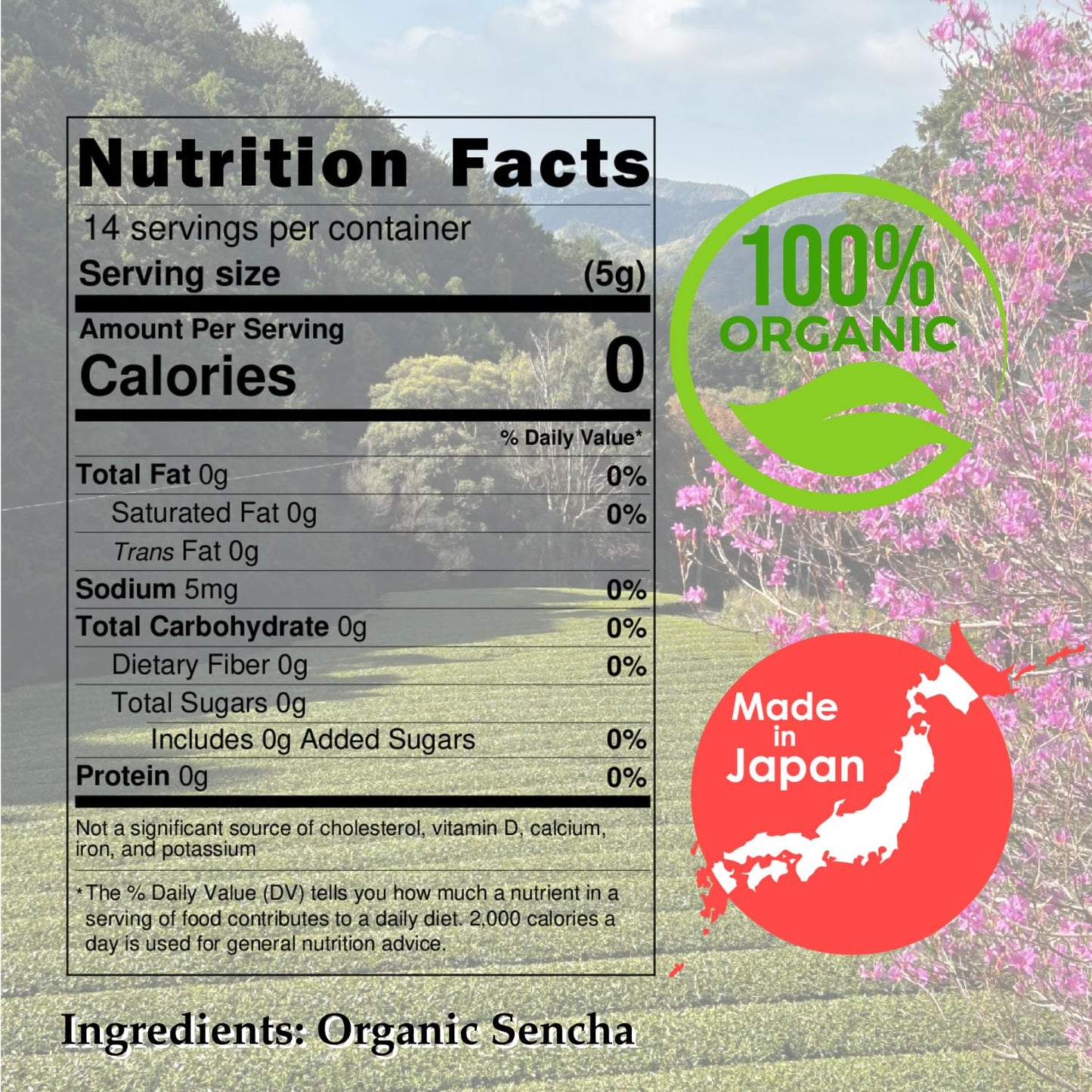NAGOMI Organic Fukamushi Sencha - Loose Leaf Japanese Deep Steamed Green Tea, 70g/2.47oz.