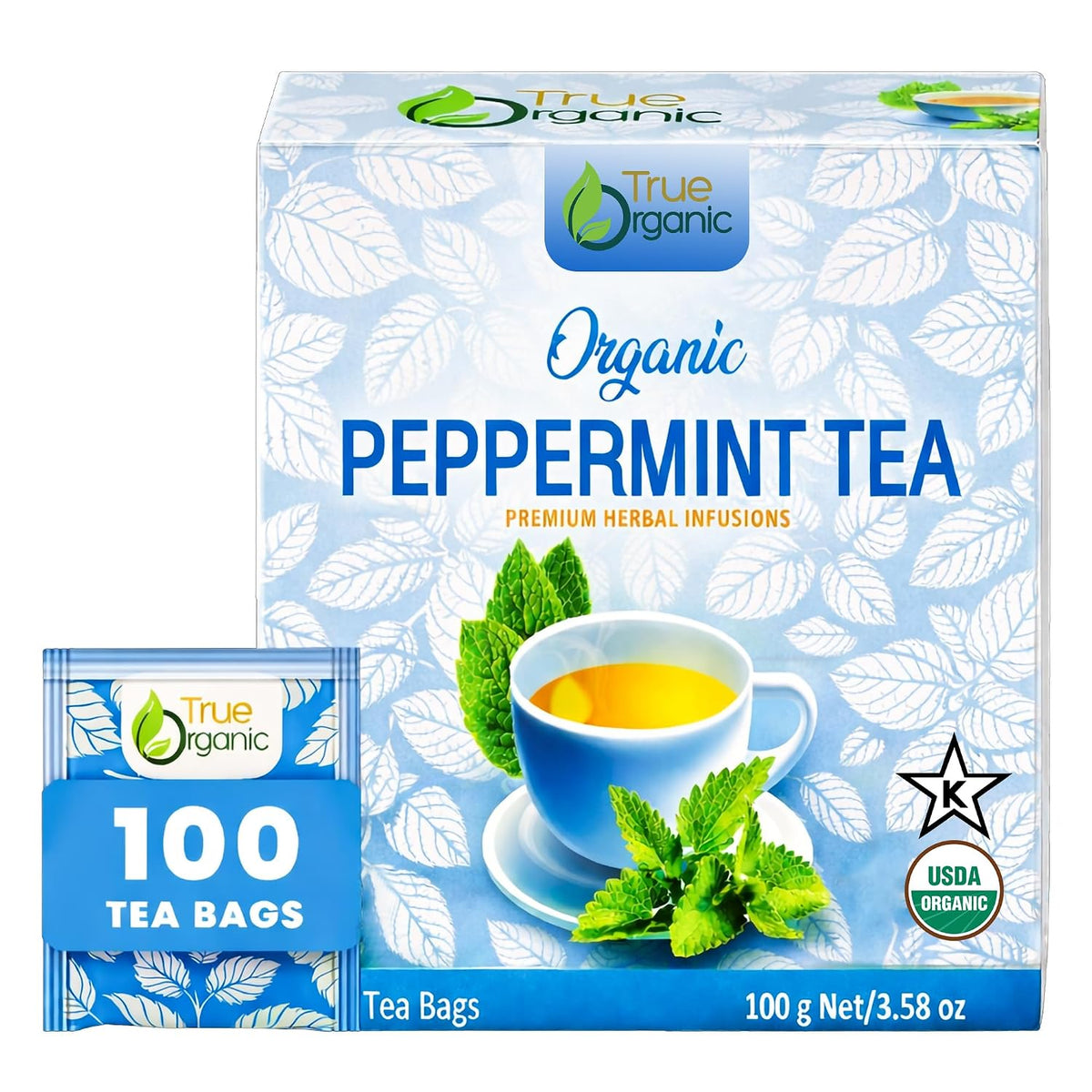 True Organic Premium Peppermint Tea |100 Count Tea Bags