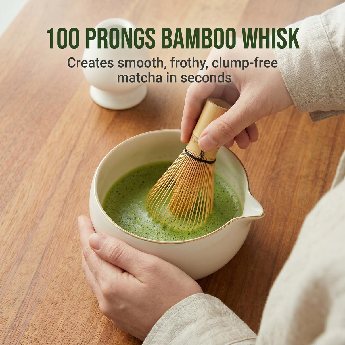 MAWAKIN Premium 5-Piece Matcha Kit, Matcha Whisk Set with Ceramic Matcha Bowl with Spout, Bamboo Matcha Whisk, Sifter, Scoop
