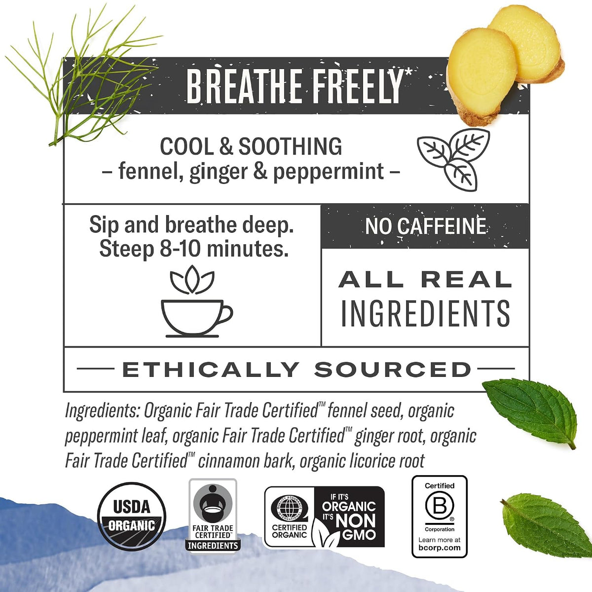 Numi Organic Congest Away Tea, 16 Herbal Tea Bags, Caffeine Free