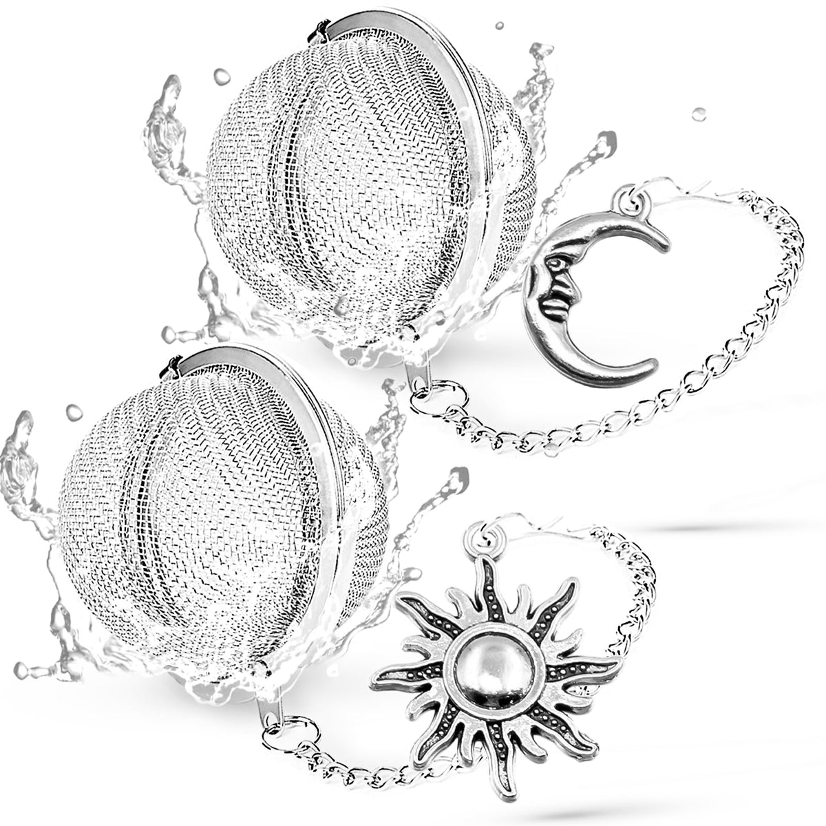 TeaSanavie 2-Pack Celestial Tea Infuser – Live by the Sun, Love by the Moon Loose Leaf Tea Steeper– 304 Stainless Steel