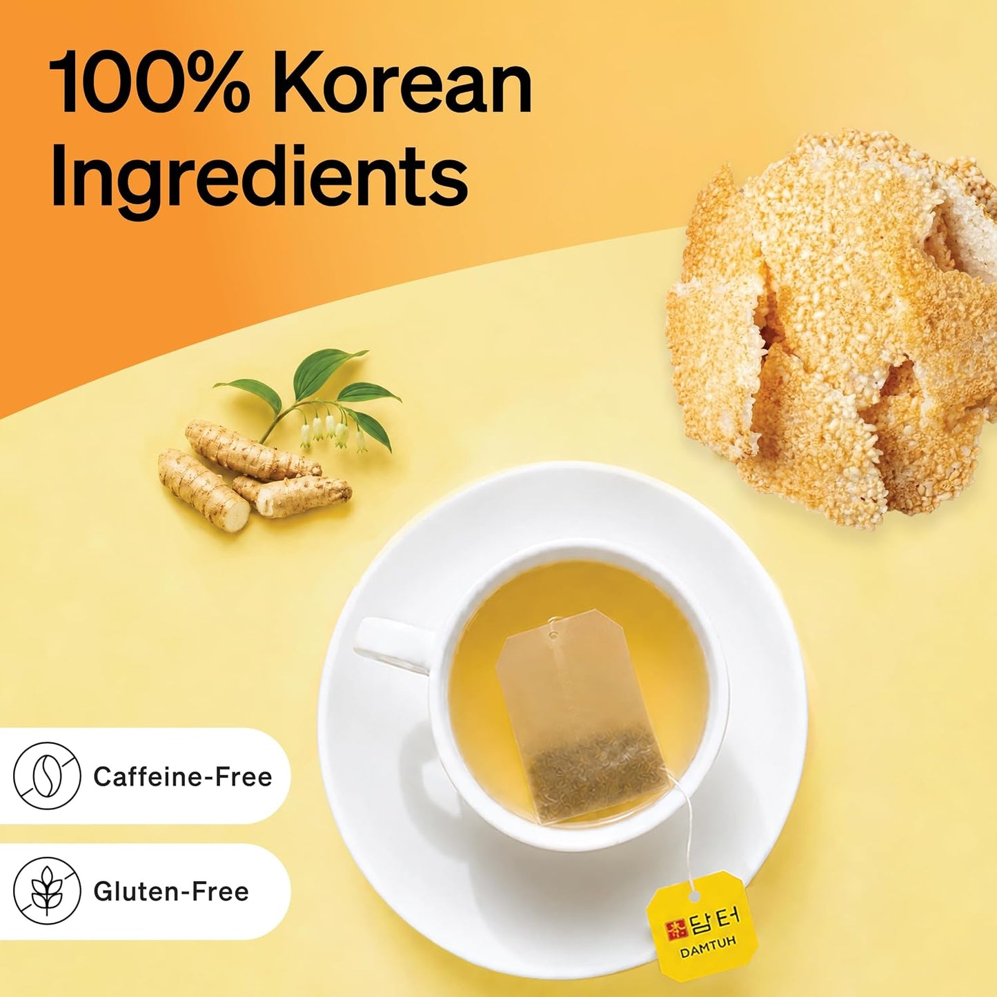 Damtuh Korean Roasted Rice Tea Bags with Solomon's Seal, 80 Count