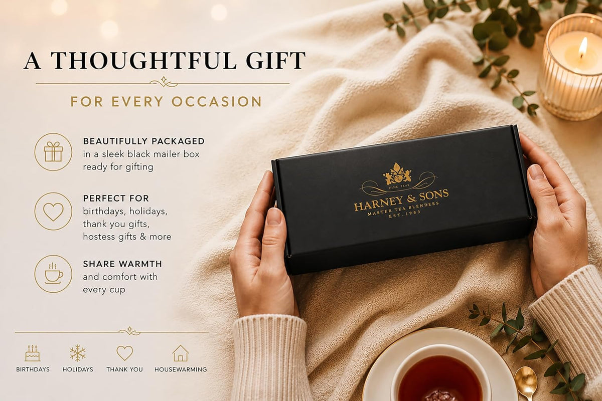 Harney & Sons Assorted Tea Bag Sampler Bundle 42 Count With Honey Crystal Packs Great for Birthday