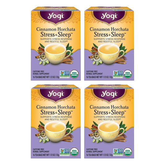 Yogi Cinnamon Horchata Stress &amp; Sleep Tea, 16 Tea Bags (4 Pack)