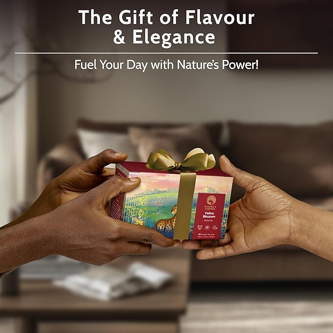 Blooms & Leopard Premium Herbal Tea Bags – Feline Blossom Blend with Hibiscus, Licorice, Fennel, Tulsi & Shatavari – Caffeine-Free Tea