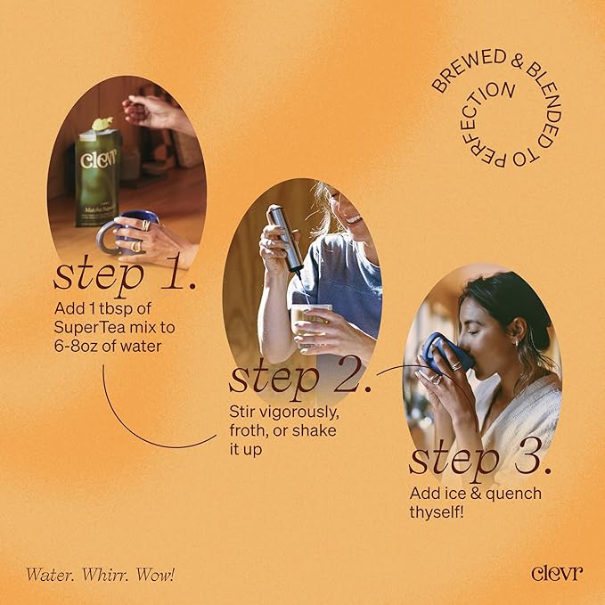 Clevr Yuzu Lemonade SuperTea, 18 Servings, Hydration Tea Blend with Coconut Water, Lemon Juice, 1 Billion Probiotics for Gut Health, Sea Salt, Trace Minerals, Electrolyte Caffeine Free Tea, 5.08 oz