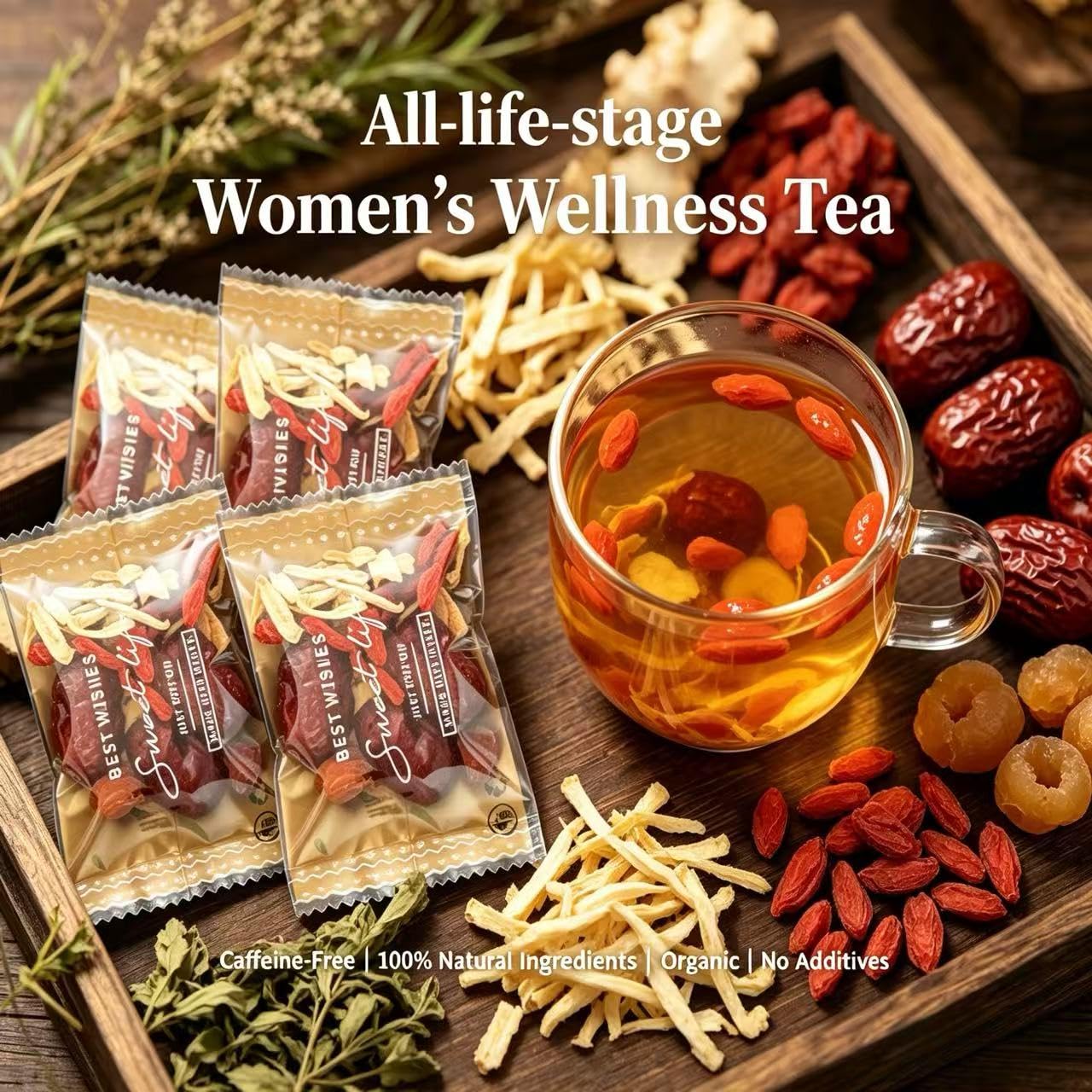 Eastrue Ginger Goji Berry Tea-Traditional Chinese Herbal Tea for Women with Jujube Red Dates,Longan, Supports Pregnancy Nausea Relief & Morning Sickness,Postpartum Essentials & Mothers Milks Lactation Tea,Caffeine Free, Organic,(200g/20Bags)
