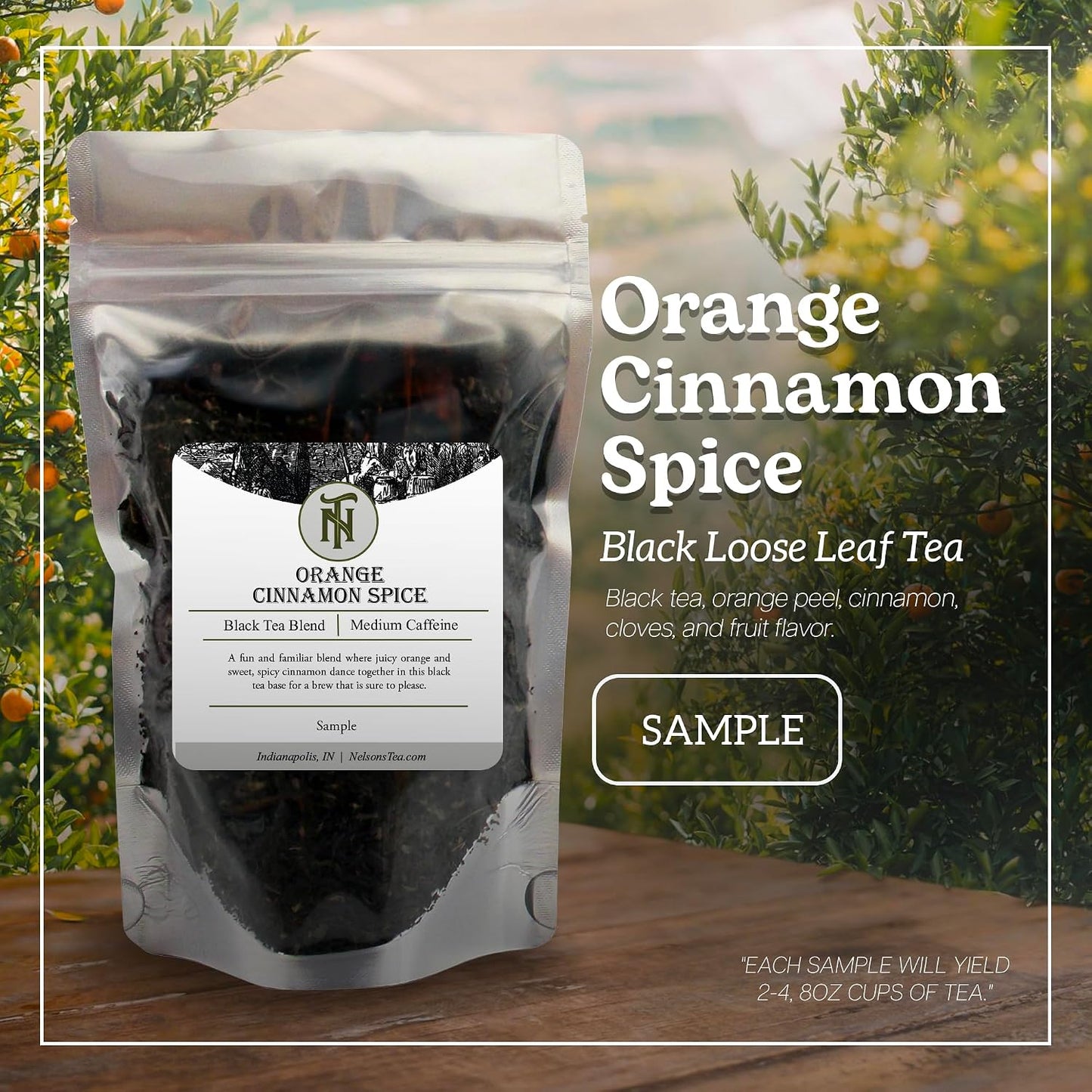 Nelson's Tea Orange Cinnamon Spice Chai Loose Leaf Tea, Sample 0.5 oz | Black Tea Samples Parentage