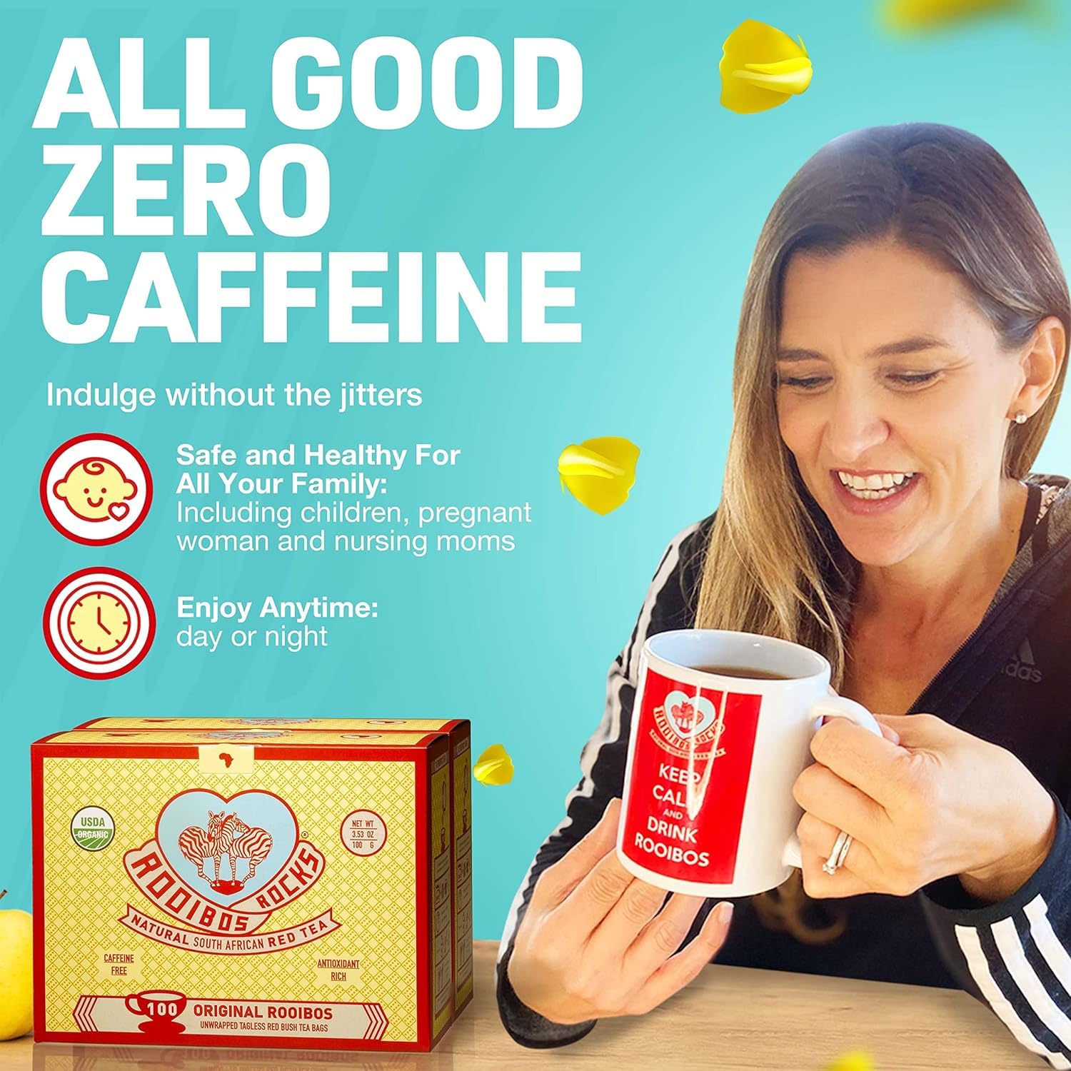 Caffeine Free Tea Organic Rooibos Tea Bags 200 - Naturally Sweet Red Tea Safe for Children & Pregnant Women - Low Tannin, Premium Red Rooibos Tea Organic Sustainably & Ethically Farmed in South Africa