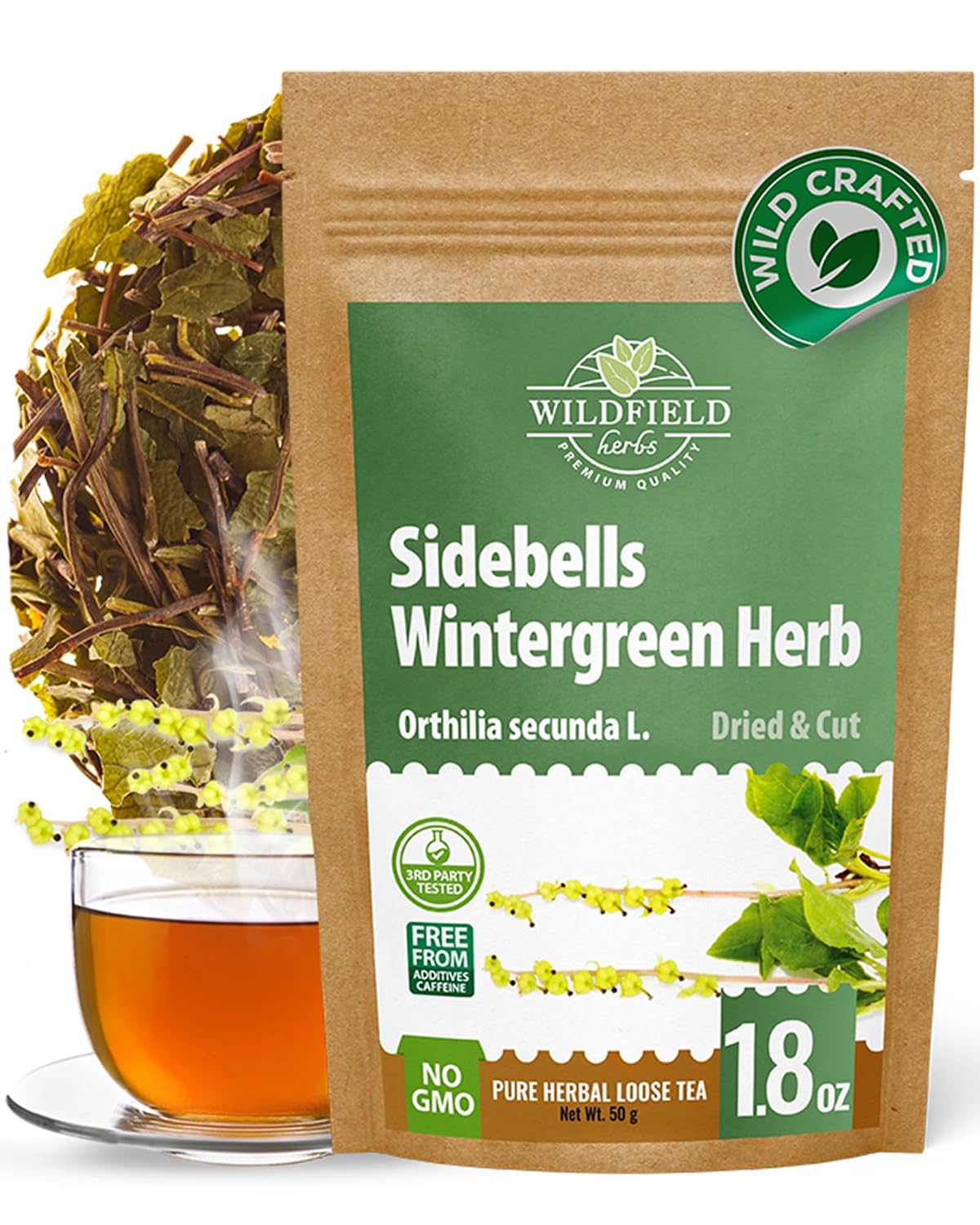 1.8 oz. Dried Cut Sidebells Wintergreen Herb Tea (Orthilia Secunda) - 50 g One-Sided Wintergreen Herbal Tea Orthilia