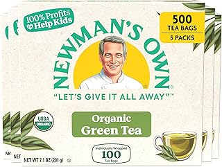 Newman's Own Organics Green Tea, 100 Individually Wrapped Tea Bags, 100 Count (Pack of 5)