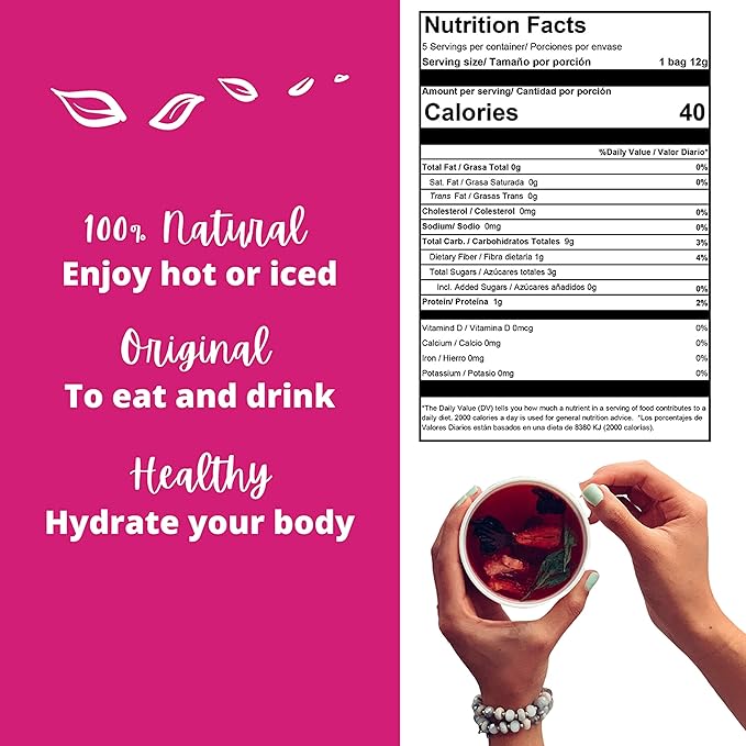 Alibú Dried Fruit Tea Infusions - Tentacion - Blackberry, Strawberry, Hibiscus – Certified Vegan, 100% Natural, Hot or Iced, Caffeine Free, Eat and Drink - Box of 2.12 oz