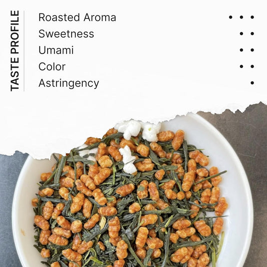 FKRO Organic Genmaicha | Japanese Roasted Rice Green Tea | Loose Leaf Premium Sencha Blend with Roasted Rice | Low Caffeine | Freshly Flown from Japan Monthly (100g/3.5oz Pouch)
