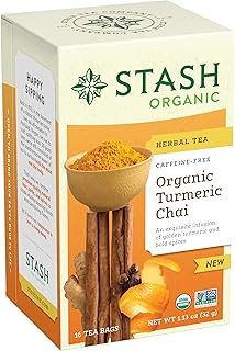 Stash Tea Organic Turmeric Chai, Caffeine-Free, Non-GMO Project Verified, Serve Hot or Iced, 96 Tea Bags, 16 count (6 pack)