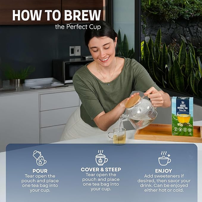 VieTreasures Relax Herbal Tea with Jasmine Oolong – 2.8oz (40 Tea Bags) | Tieguanyin Base with Ampelopsis, Passionflower & Honeysuckle | Jasmine Infusion, Caffeine-Free, Relax & Digestive Support