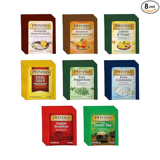 Twinings 48 Tea Bags Herbal Variety Pack – 8 Herbal Flavors Caffeine-Free, Individually Wrapped, Perfect Tea for Any Occasion