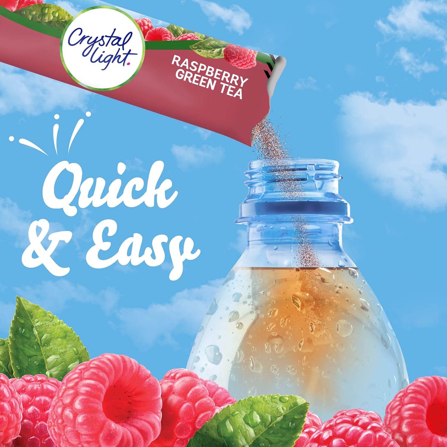 Crystal Light Raspberry Green Tea Naturally Flavored Powdered Drink Mix, 10 ct On-the-Go-Packets