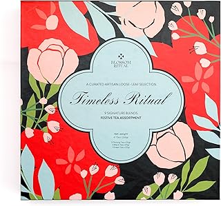 BLOSSOM RITUAL Timeless Ritual Luxury Loose‑Leaf Tea Gift Box – 9 Tin Cans Premium Black, Oolong & Green Tea Assortment – Elegant, Festive & Artisanal