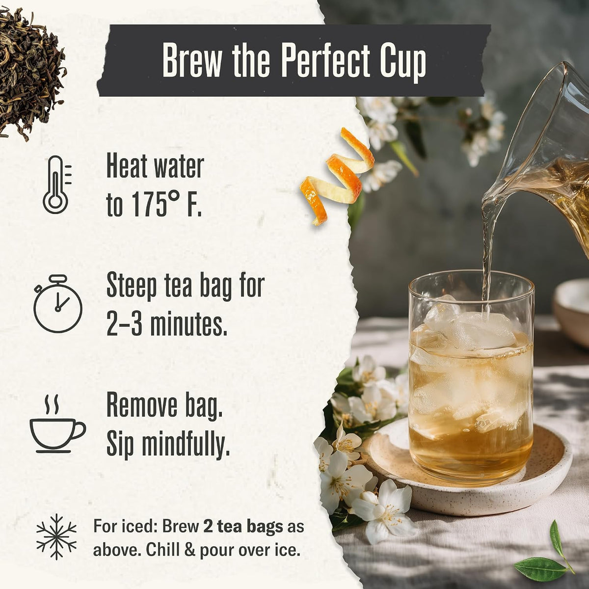 Numi Organic Jasmine Green Tea, 18 Green Tea Bags with Real Jasmine Flowers