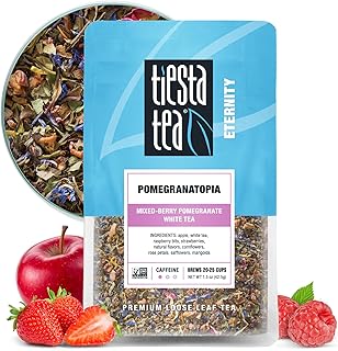Tiesta Tea Pomegranatopia – Premium Loose Leaf Mixed-Berry Pomegranate White Tea | Low-Caffeine Blend | Hot & Iced | 1.5 Ounce Resealable Pouch | Brews Up to 25 Cups