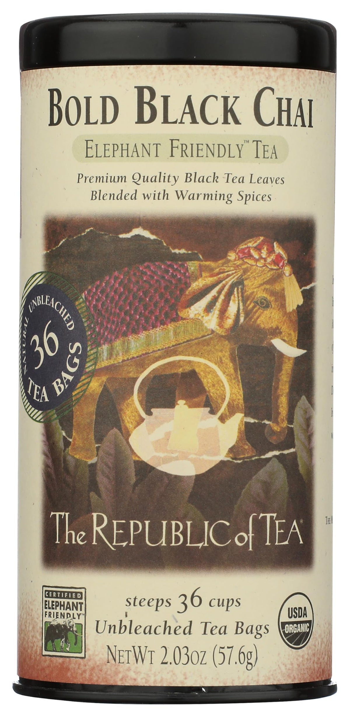 The Republic of Tea Bold Black Chai, 36 Tea Bags (Black Chai)