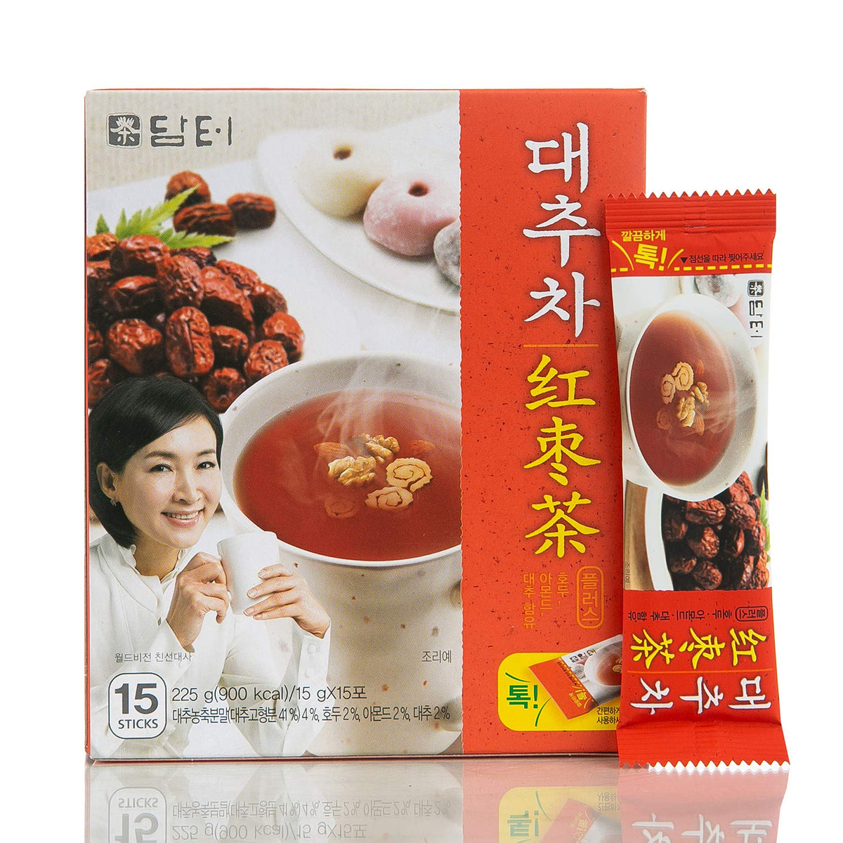 Damtuh Jujube (Red Date) Tea, Korean herbal Powder Mix, 15 Count