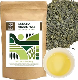 TIAN HU SHAN Sencha Green Tea Loose Leaf, Japanese green tea, 4 Ounce (Pack of 1)