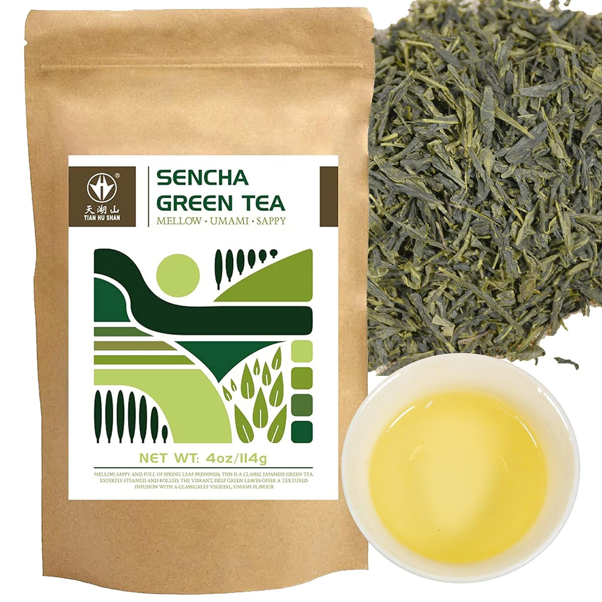 Tian HU Shan Sencha Green Tea Loose Leaf, Japanese green tea, 4 Ounce