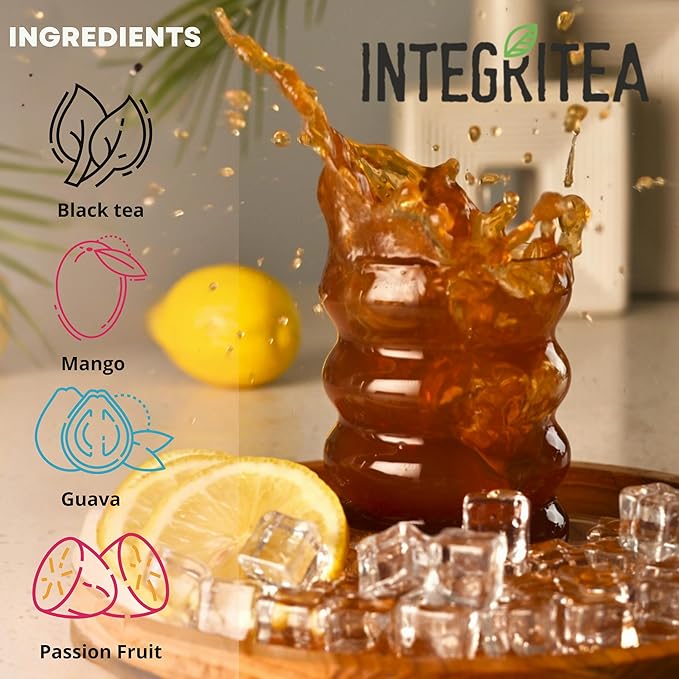 IntegriTEA Bluegrass Breeze Hot or Cold Brew Organic Black Tea Bags Infused with Guava Passion Fruit Mango- 6-Bags Unsweetened Tea Pack Makes 6 Gallons