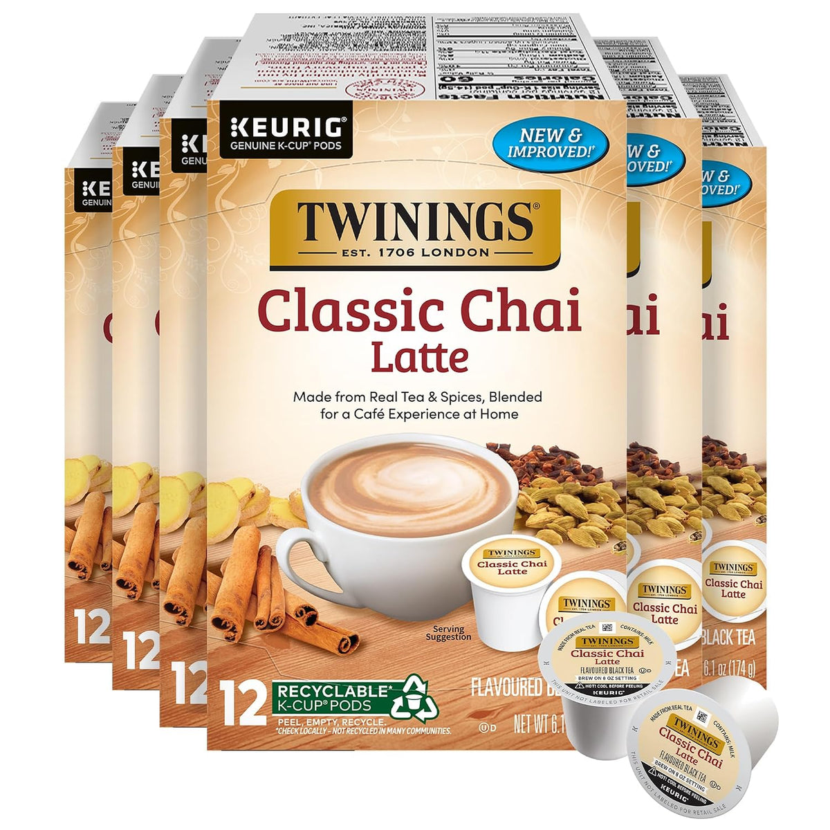 Twinings Chai Latte Creamy Black Tea K-Cups for Keurig