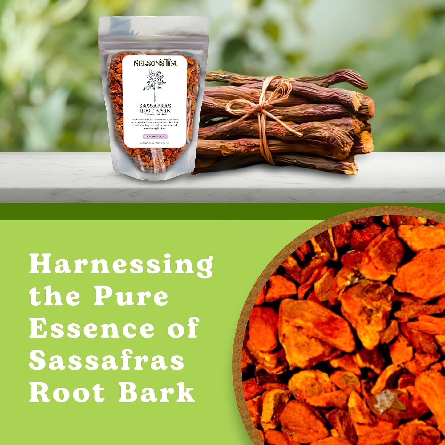 Nelson's Tea Sassafras Root Bark Cut and Sifted, 4 oz
