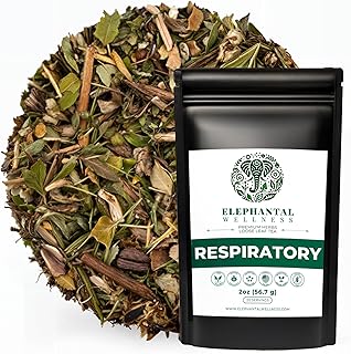 Elephantal Wellness Premium Respiratory Herbal Tea | Lung Detox, Mucus Cleanse & Breathing Support with Mullein, Eucalyptus, Thyme & Lungwort | Handmade, Caffeine-Free, Non-GMO Loose Leaf Blend, 2oz, 20 Servings