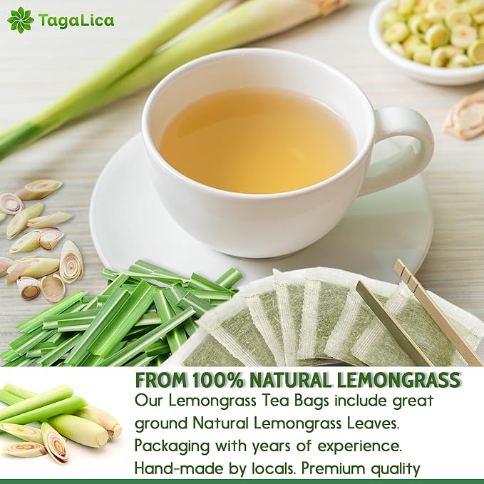 135 Lemongrass Tea Bags, 100% Natural & Pure Lemongrass leaves, Eco-Conscious Tea Bags, Lemongrass Herbal Tea. Lemongrass Leaf Tea. No Sugar