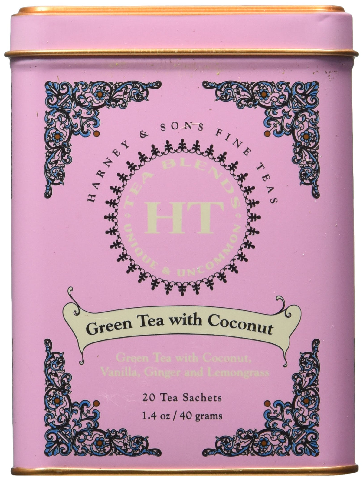 Harney & Sons Harney and Sons Fine Teas, Green Tea with Coconut, 20 Sachets (Pack of 3)