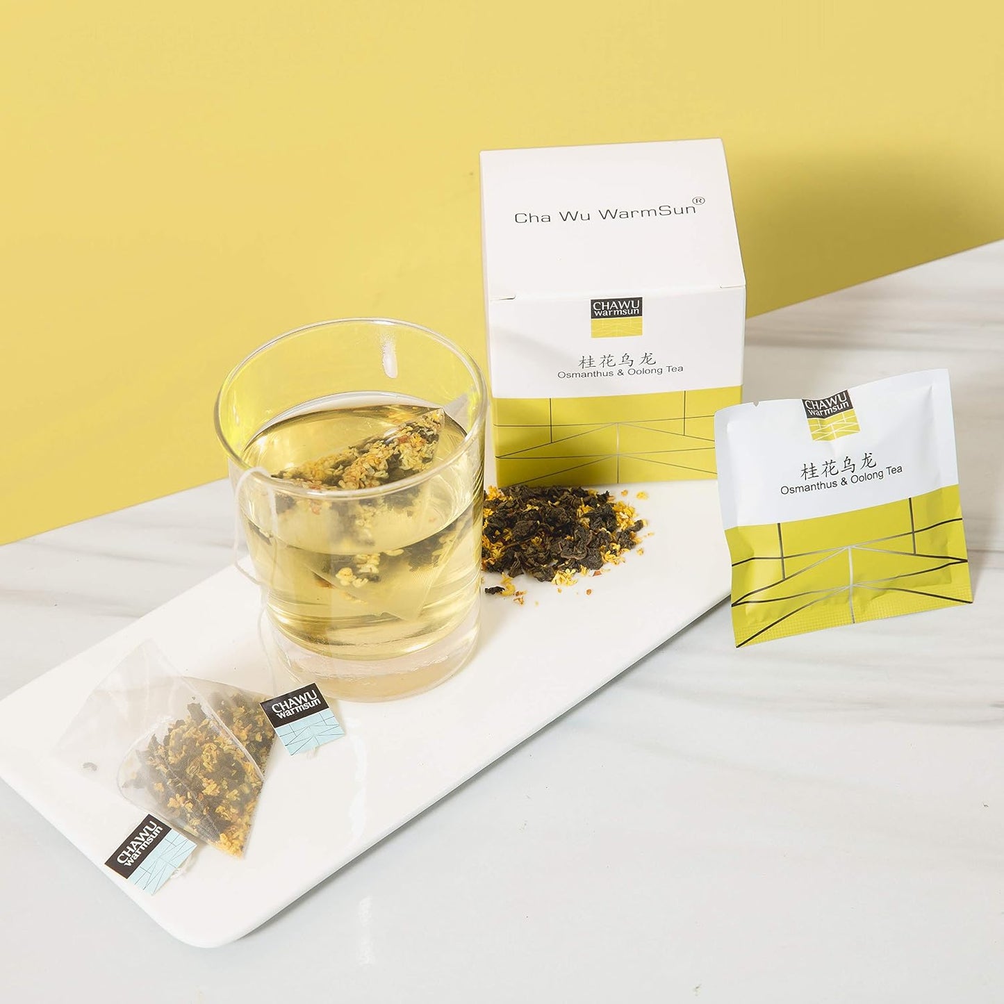 ChaWuWarmSun Osmanthus Oolong Tea Bags, 16 Count, 8 Bags/Box Pack of 2 | Light Roasting TieGuanYin With Natural Osmanthus. Mellow Smooth Taste Without Bitterness. Chinese Oolong Infusion.