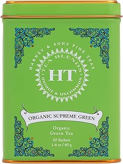 Harney Sons Organic Supreme Green, HT Tin 20 Sachets 1.4 oz 40 g