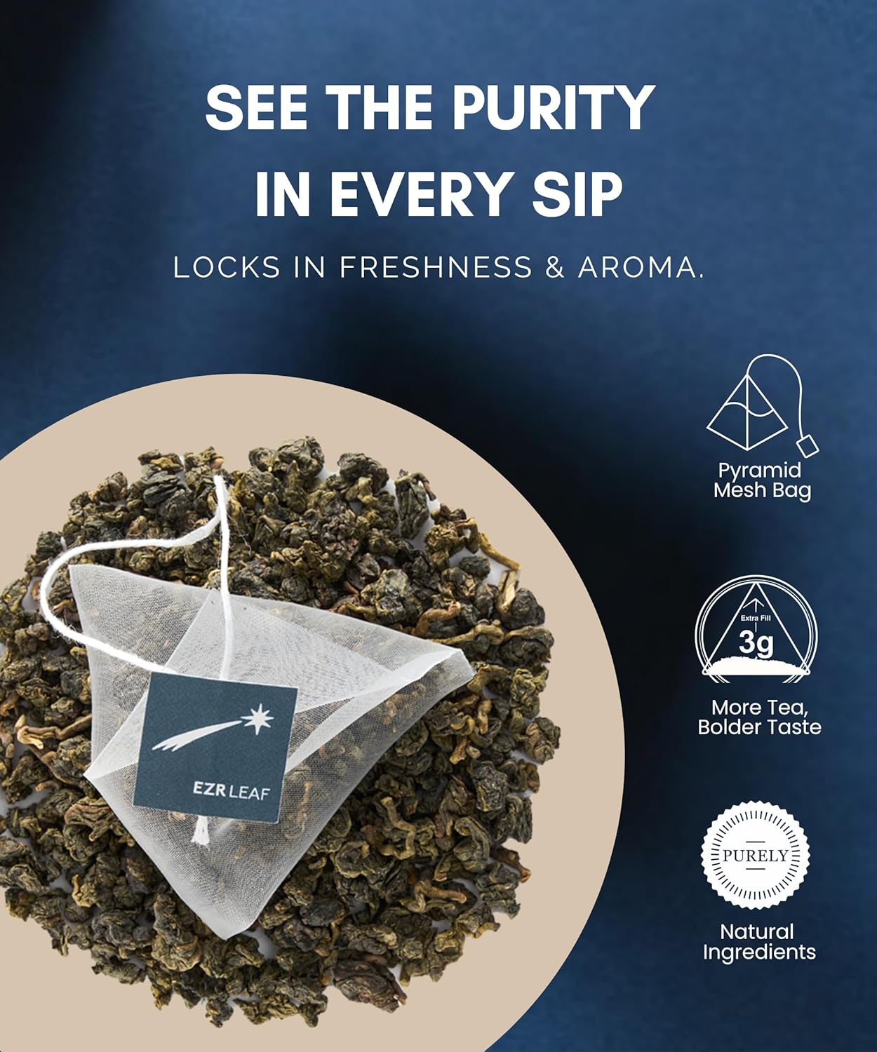 Premium Four Seasons Spring Oolong TeaBags 12 Count - Taiwan Si Ji Chun Whole Leaf Loose Pyramid Tea Bags, Floral Smooth Taste Portable Resealable Pack