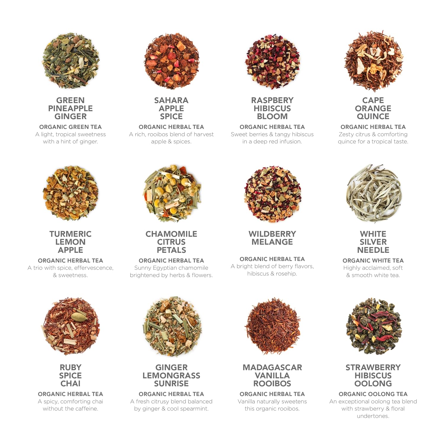 Teabloom - World's Finest Pyramid Tea Collection, 24 Varieties of USDA Certified Organic & Kosher Teas - Black Tea, Green Tea, White Tea, Oolong Tea, and Herbal/Fruit Tea Blends