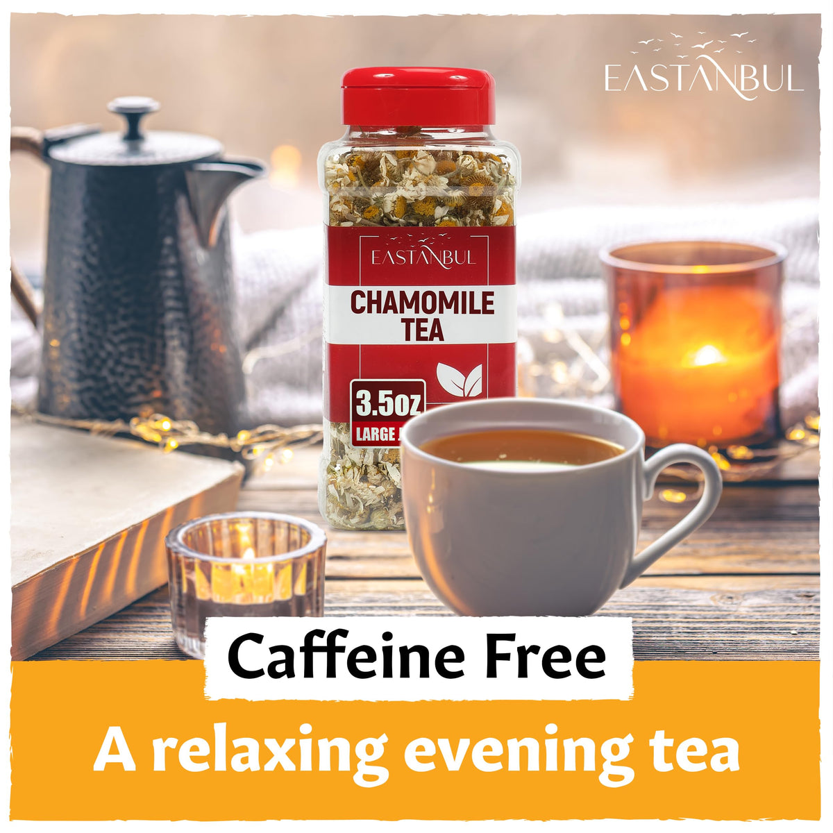 Eastanbul Chamomile Tea Loose Leaf, Chamomile Flowers, Caffeine-Free, 3.5oz