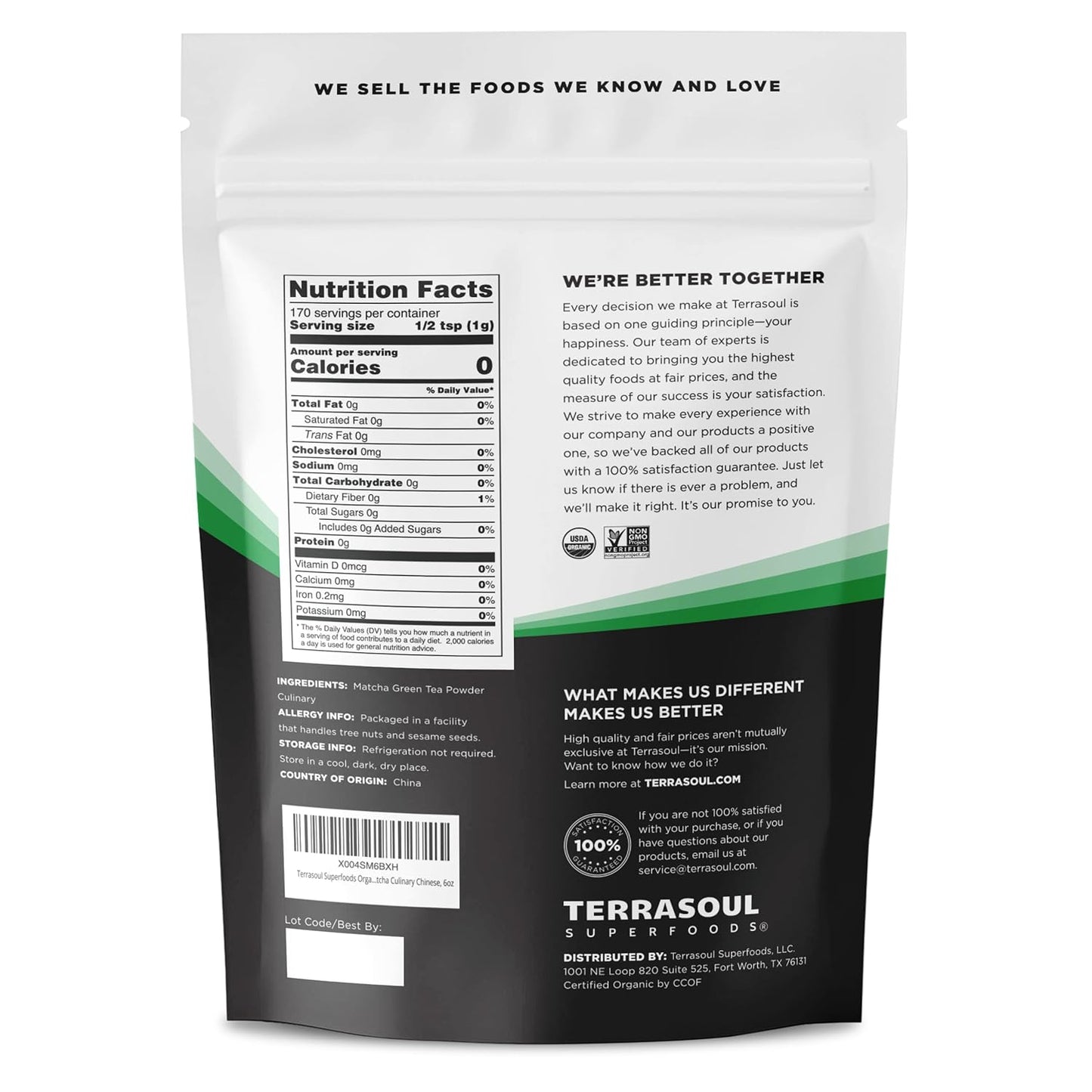 Terrasoul Superfoods Organic Matcha Green Tea Powder (Culinary Grade), 6 oz | Vibrant, Smooth Flavor for Lattes, Smoothies & Baking