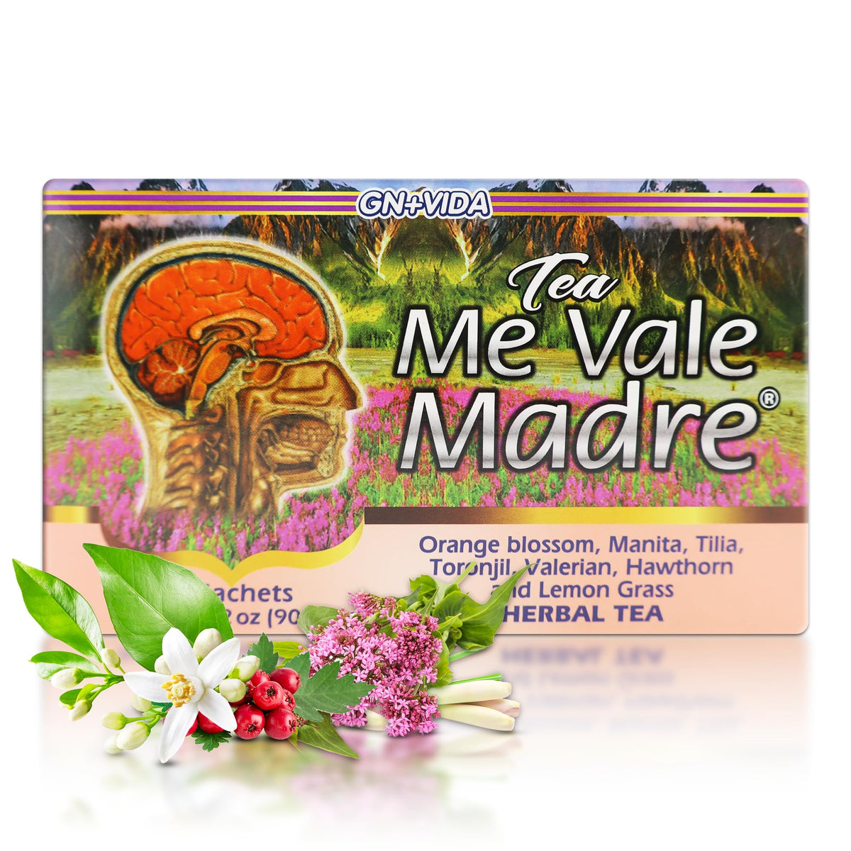 GN+Vida Me Vale Madre Natural Calming Tea: 100% Natural for Relaxation, Support Tranquility and Relief Herbal Tea. Te