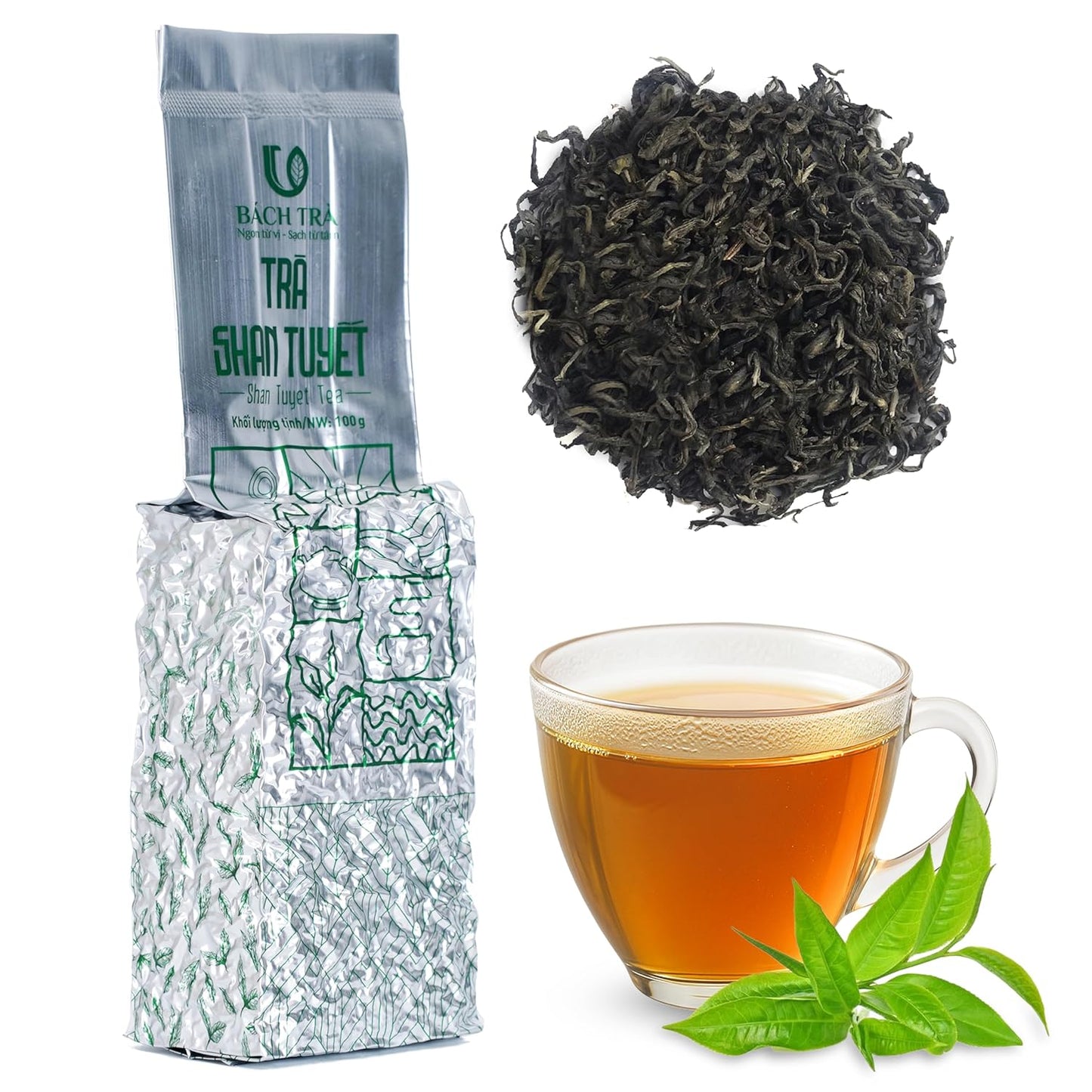 BACH TRA Snowshan White Tea Loose Leaf – 3.53 oz | Vietnamese Rare Shan Tuyet Buds | Vacuum-Sealed Fresh