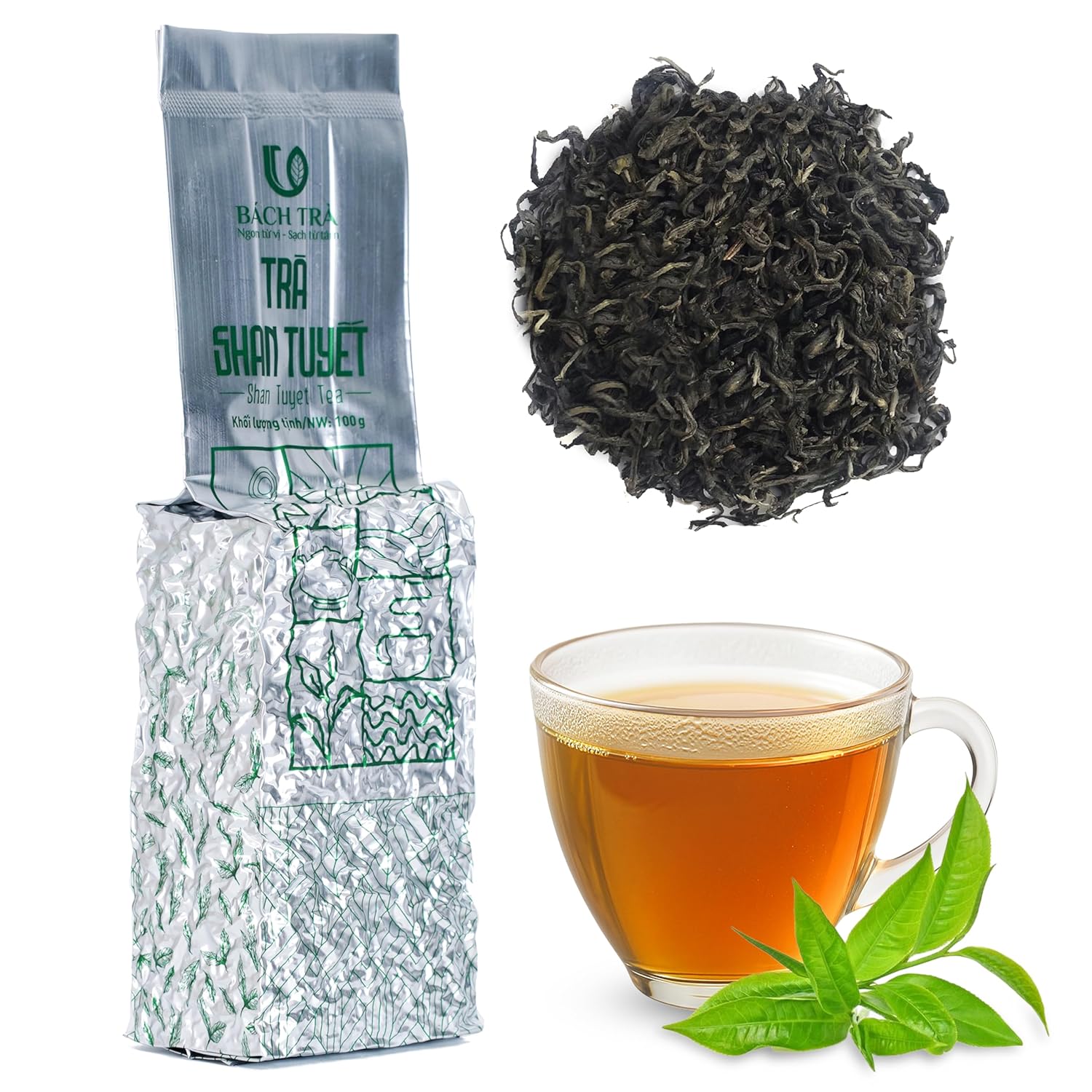 BACH TRA Snowshan White Tea Loose Leaf – 3.53 oz | Vietnamese Rare Shan Tuyet Buds | Vacuum-Sealed Fresh