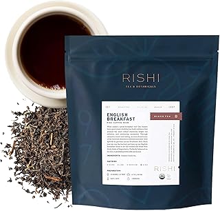 Rishi Tea English Breakfast Tea - Organic Loose Leaf Pure Black Tea, Energizing & Caffeinated, Ideal for Hot or Iced Tea - 16 Ounces, 45+ Servings