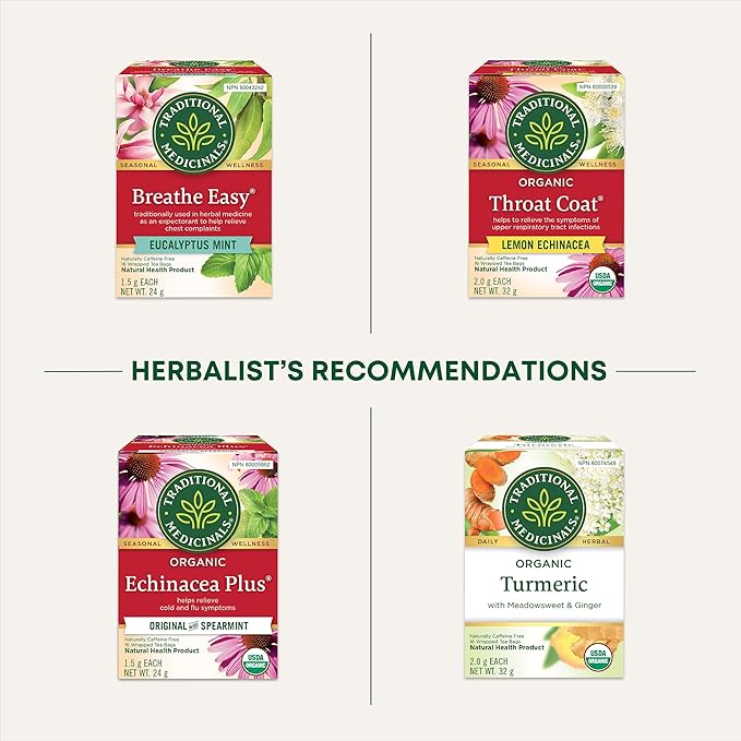 Traditional Medicinals Tea, Organic Echinacea Plus Elderberry, Boosts the Immune System, 96 Tea Bags (6 Pack)