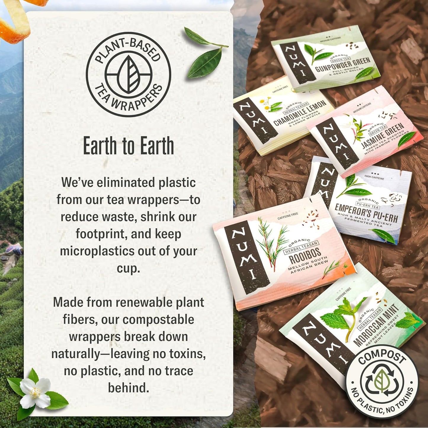 Numi Organic Matcha Toasted Rice Tea, 54 Matcha Tea Bags, Flavorful Green Tea, Microplastic Free Tea Bags