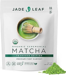 Jade Leaf Matcha Organic Ceremonial Grade Matcha Green Tea Powder - 100% Pure Japanese First Harvest Green Tea for Ceremonies, Usucha, Lattes 30g / 1.06 Oz Pouch (Pack of 1)