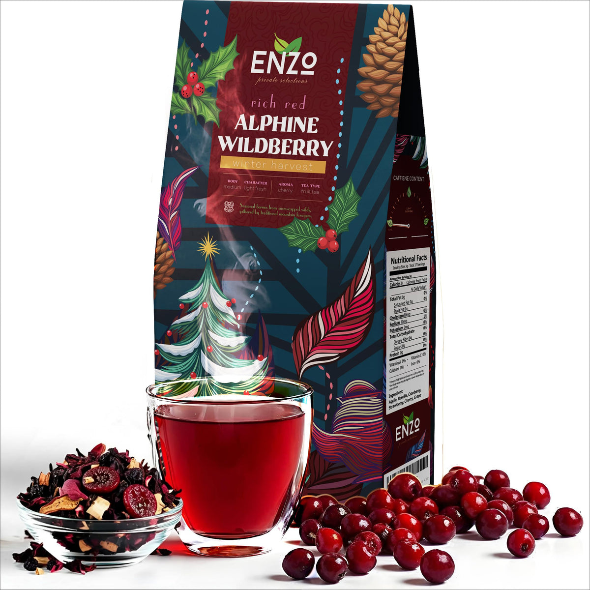 Enzo's Private Selection ENZO Tea Master Reserve - Alpine Wildberry (4oz) a Cherry Cranberry Secret Recipe | Mountain-Foraged