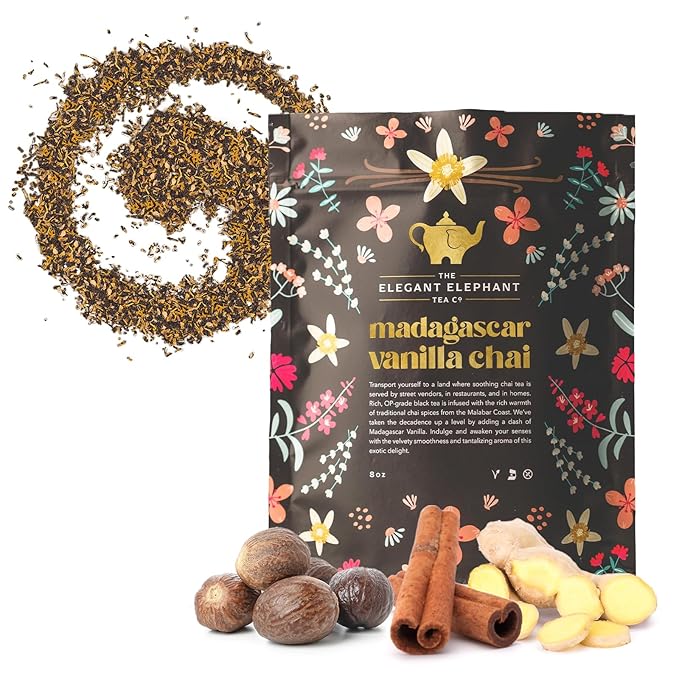 Madagascar Vanilla Chai Tea, Organic Loose Leaf Chai Tea – Black Tea with Chai Spice Blend – Great Hot or Iced Chai Latte